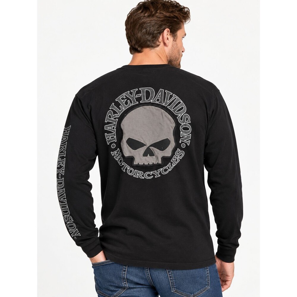 Men's Harley Davidson Long Sleeve Shirt Size XL Black Graphic Motorcycle Moto